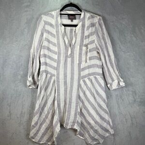 ForCynthia Beachwear Size Medium Tunic Striped Linen
